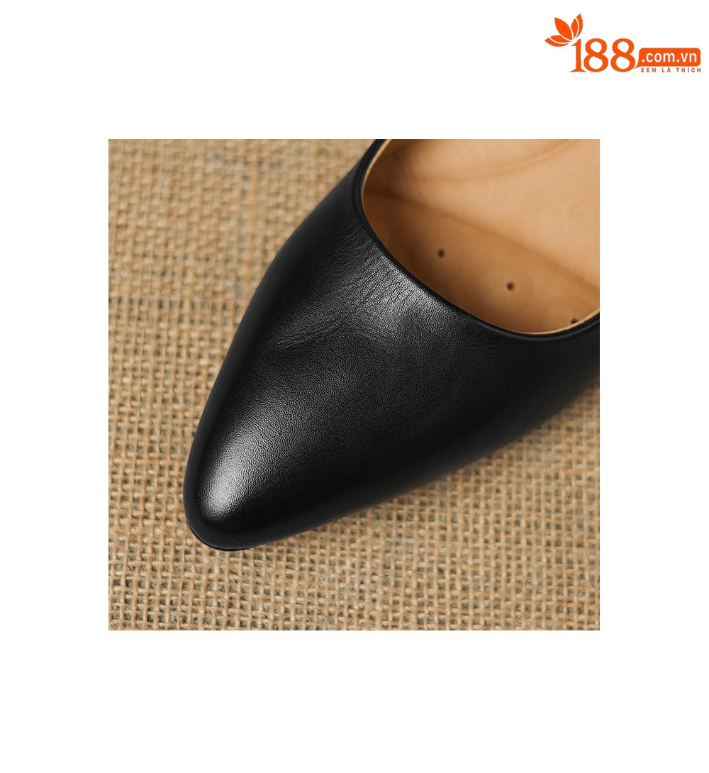 Giày cao gót nữ mũi nhọn da bò 6 cm, cổ thấp, phong cách công sở đơn giản — đen chi tiết 9