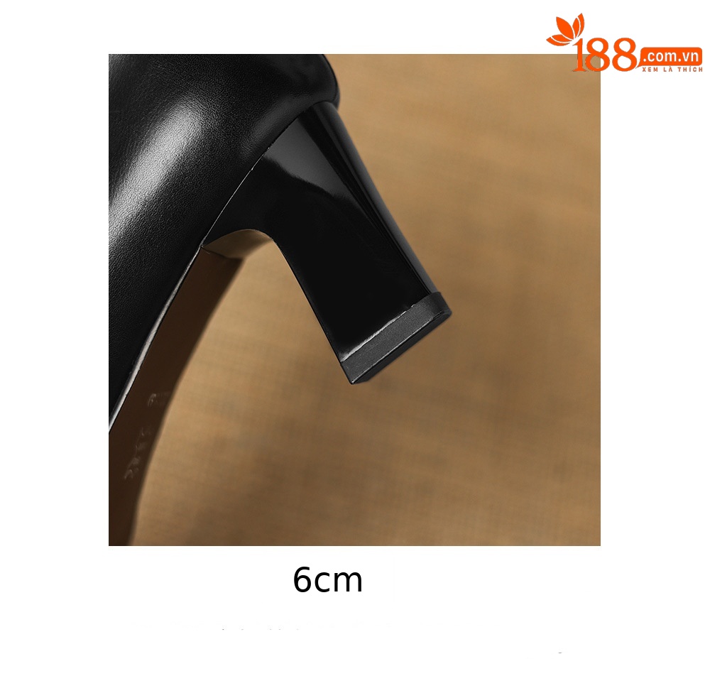 Giày cao gót nữ mũi nhọn da bò 6 cm, cổ thấp, phong cách công sở đơn giản — đen chi tiết 10