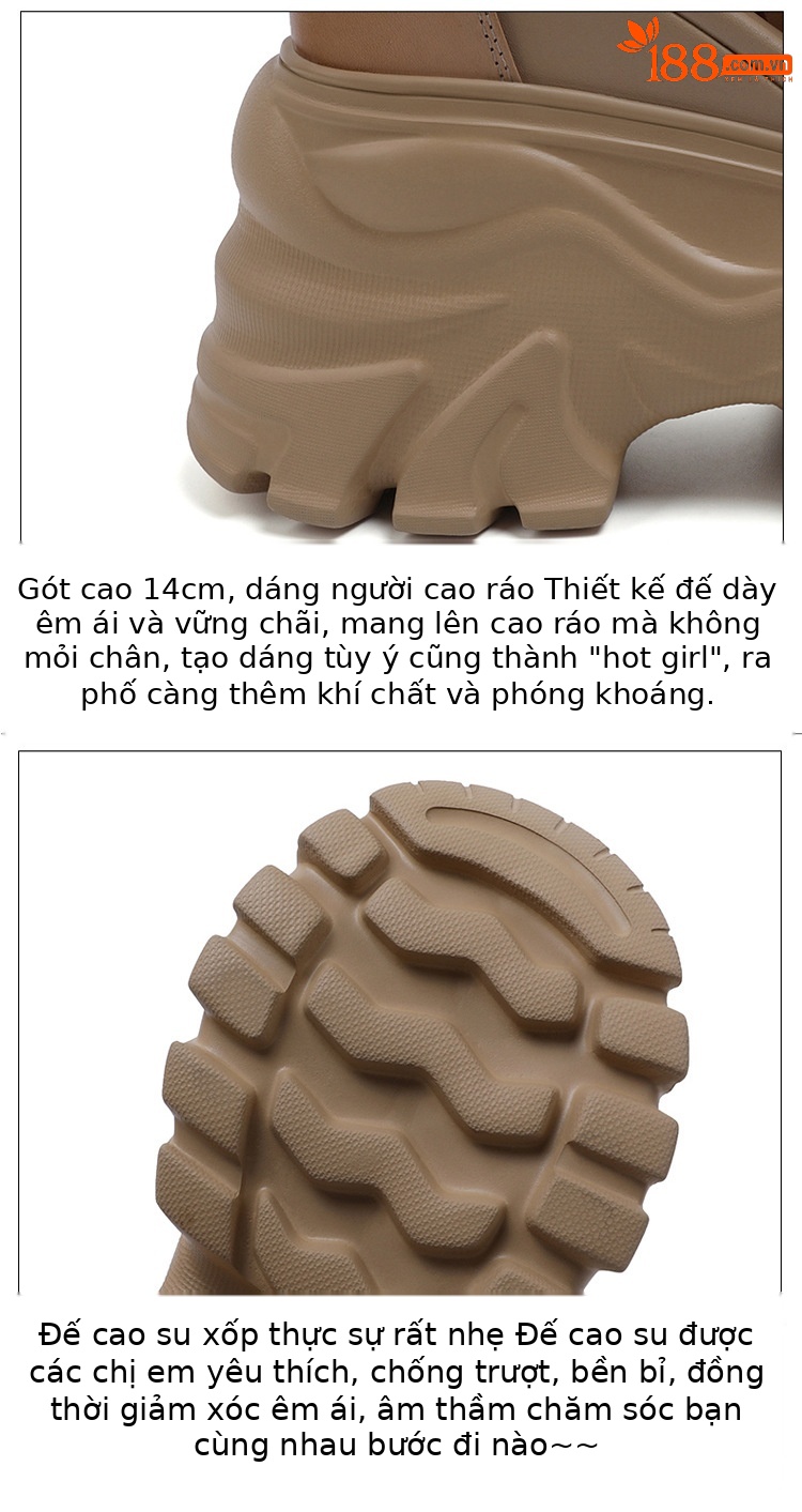 Sandal cao gót nữ mũi hở phong cách La Mã đế xuồng gót 14 cm — màu nâu, màu đen chi tiết 18