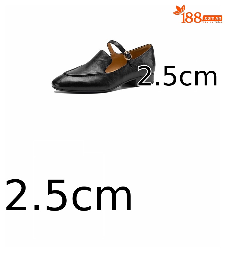 Giày Mary Jane nữ da dê mũi tròn quai ngang gót thấp 2,5 cm — màu nâu chi tiết 4