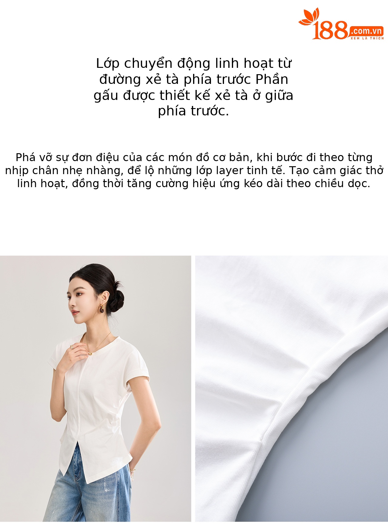 Áo thun nữ cổ tròn thiết kế eo thon, xếp ly tay xòe nhẹ — Angola Đỏ chi tiết 8
