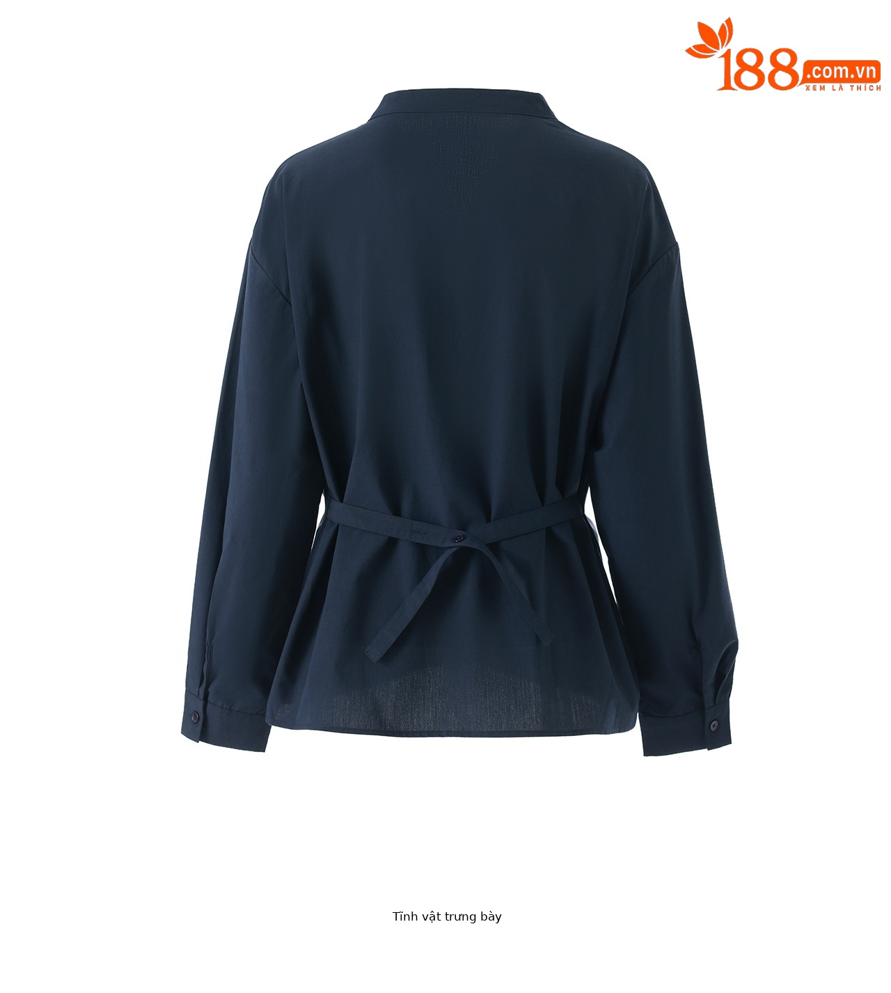 Áo sơ mi nữ dài tay chất lụa tencel phối xoắn thanh lịch — xanh lam chi tiết 25