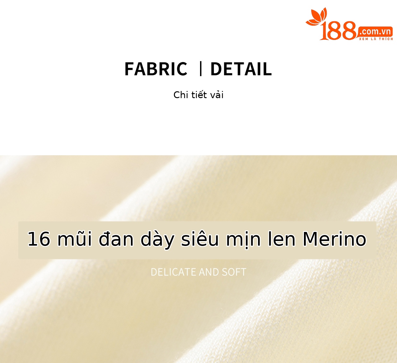 Áo thun cổ tròn len merino siêu mịn thêu hoa — màu trắng ngà chi tiết 6