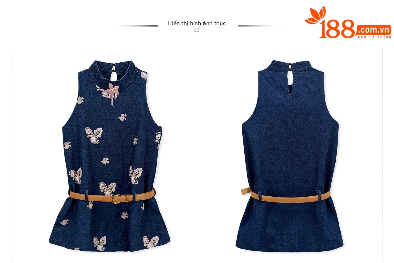 Bộ quần short jean nữ lưng cao kèm áo vest không tay phong cách Tân Trung Hoa — bộ đồ, Trang chủ, quần đùi chi tiết 13
