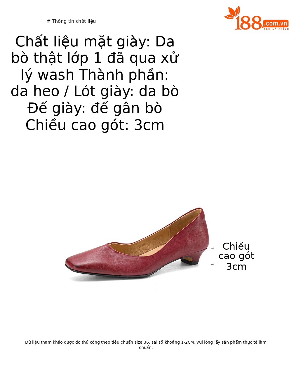 Giày cao gót nữ mũi nhọn da bò rửa nước, gót 3 cm, phong cách Hàn Quốc — đen chi tiết 3