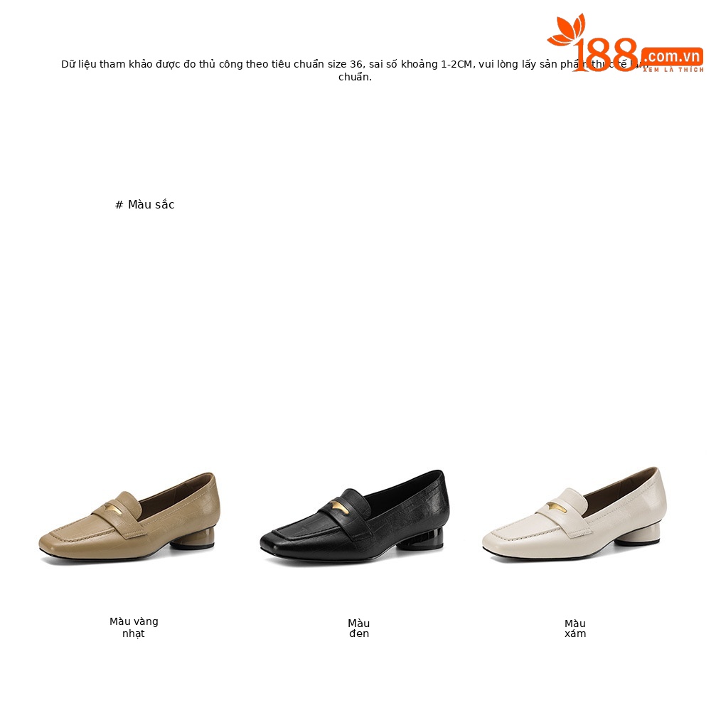Giày loafer nữ da dê mũi vuông gót thấp kiểu cổ điển — đen chi tiết 4