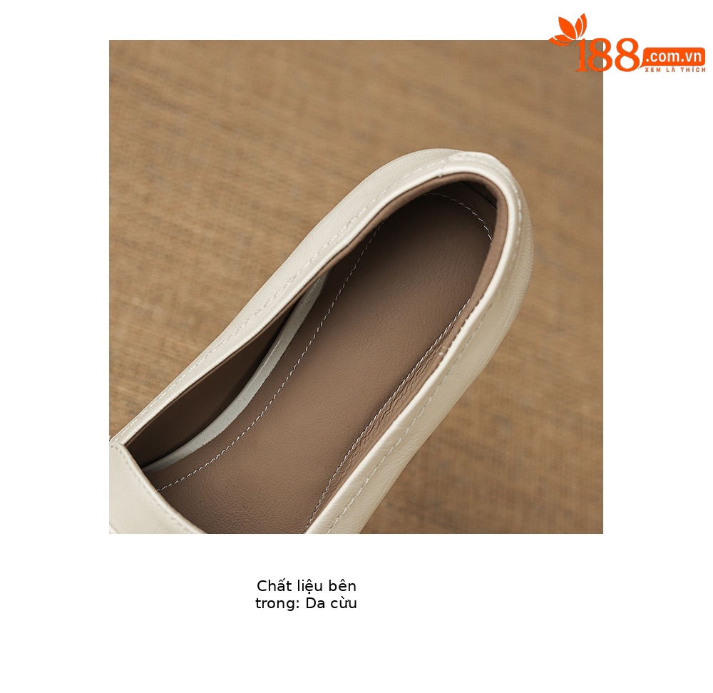 Giày loafer nữ da dê mũi vuông gót thấp kiểu cổ điển — đen chi tiết 13