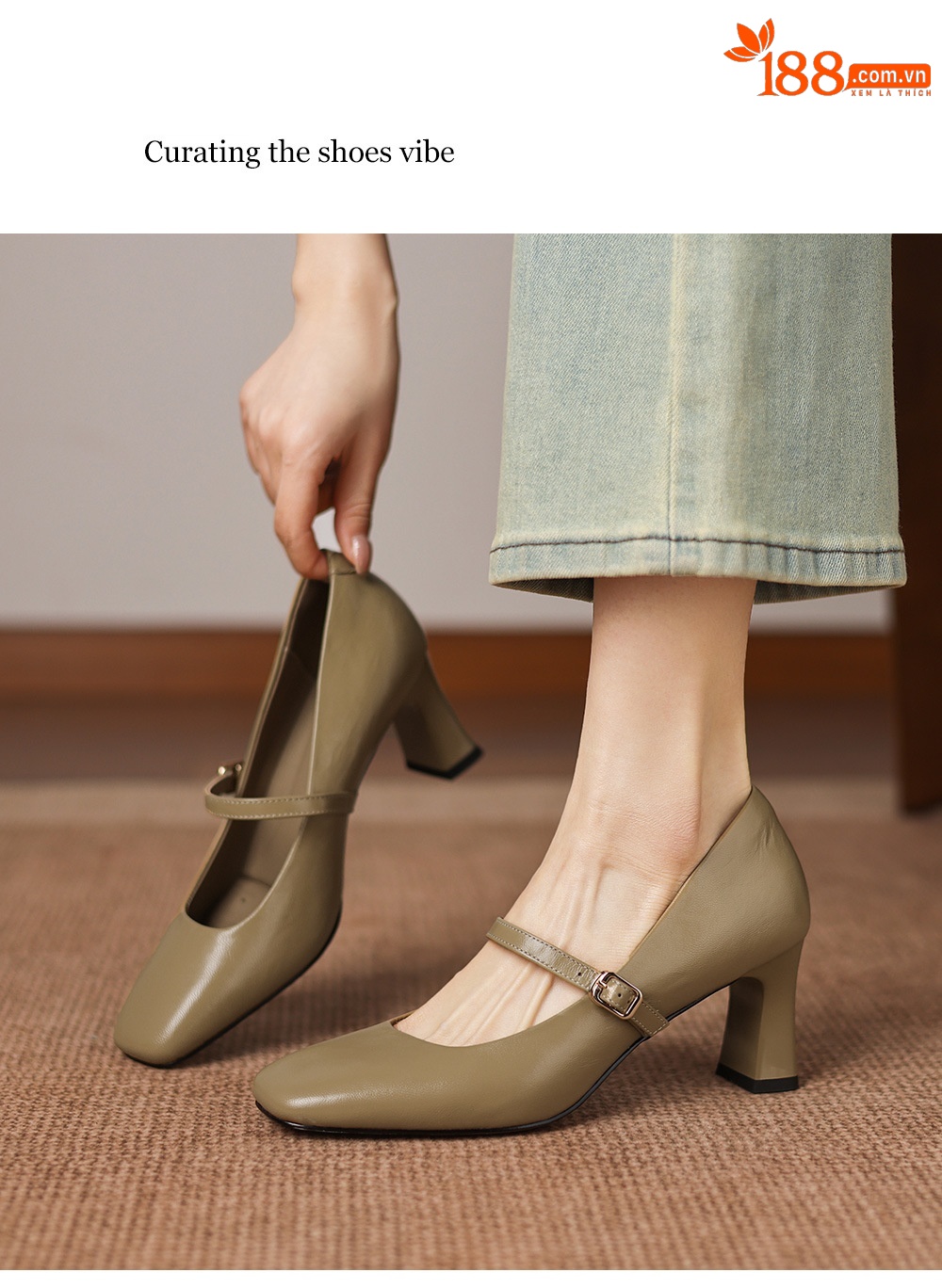 Giày Mary Jane nữ quai ngang khóa da dê gót 6 cm phong cách Hàn Quốc — đen chi tiết 8