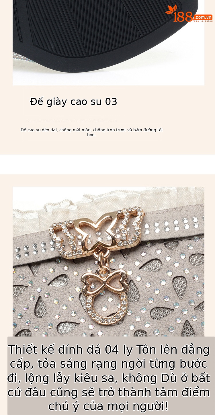 Sandal nữ da thật quai chữ V đế thấp gót 4.5 cm lưới thoáng khí — Đen【Gót trung 4.5cm】 chi tiết 12