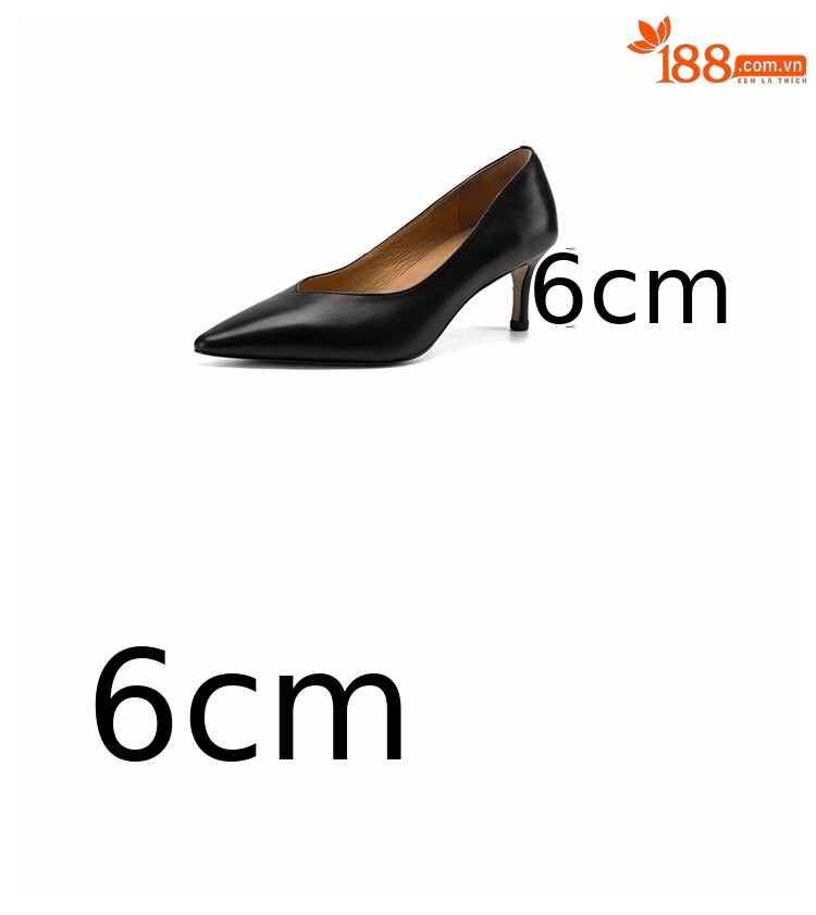 Giày cao gót nữ mũi tròn bít da dê quai một chữ gót 6 cm — đen chi tiết 4