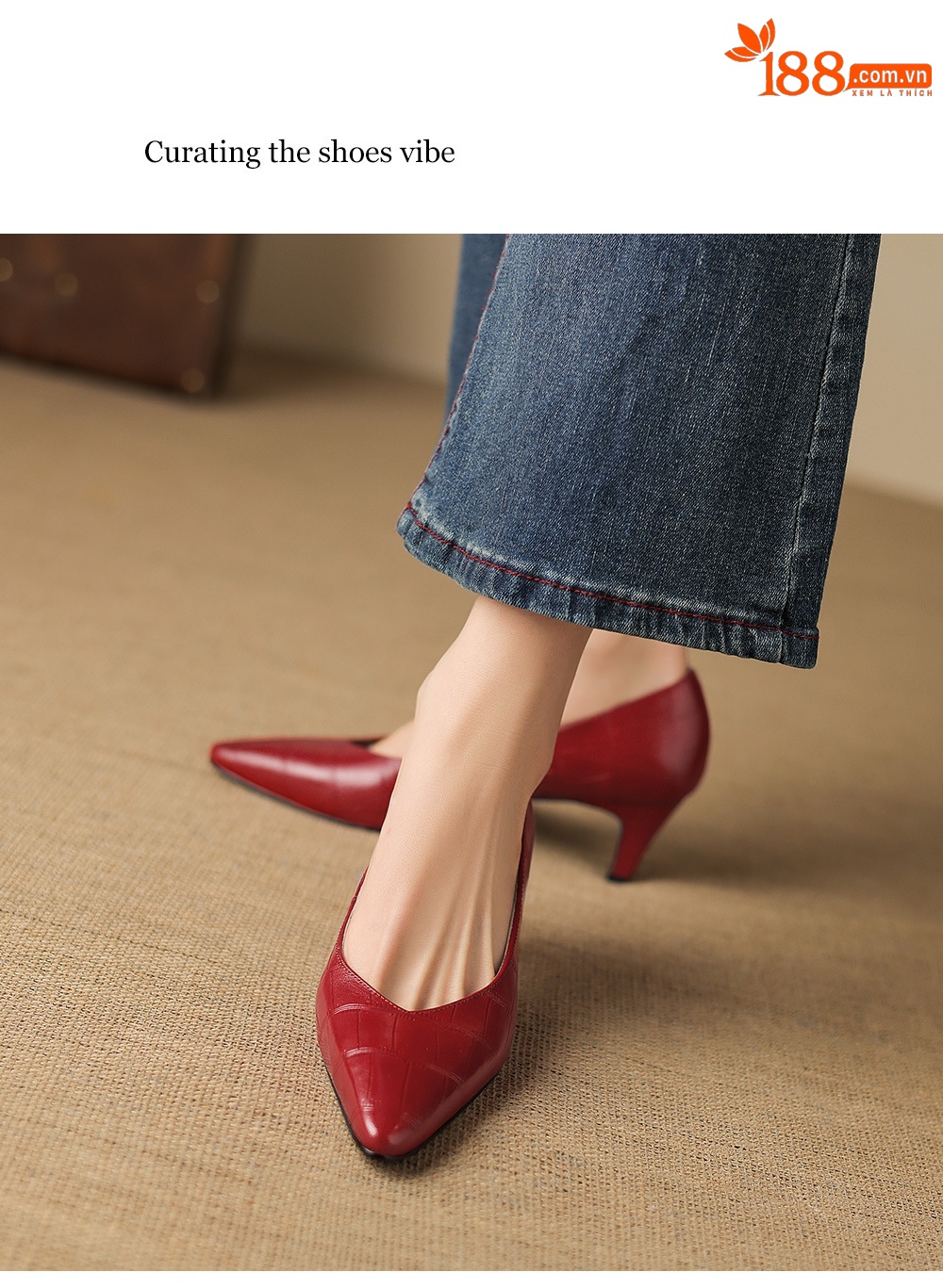 Giày cao gót nữ mũi nhọn da cừu gót 5,5 cm miệng nông phong cách Hàn Quốc — đen chi tiết 18