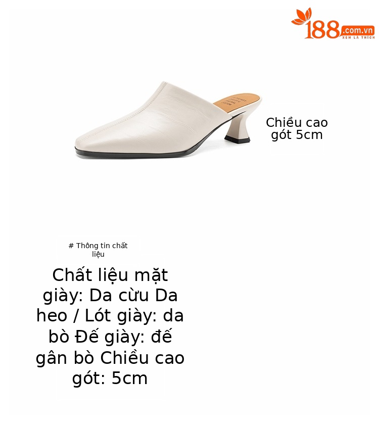 Dép sandal cao gót nữ mũi nhọn quai ngang da dê, gót 5 cm — đen chi tiết 4