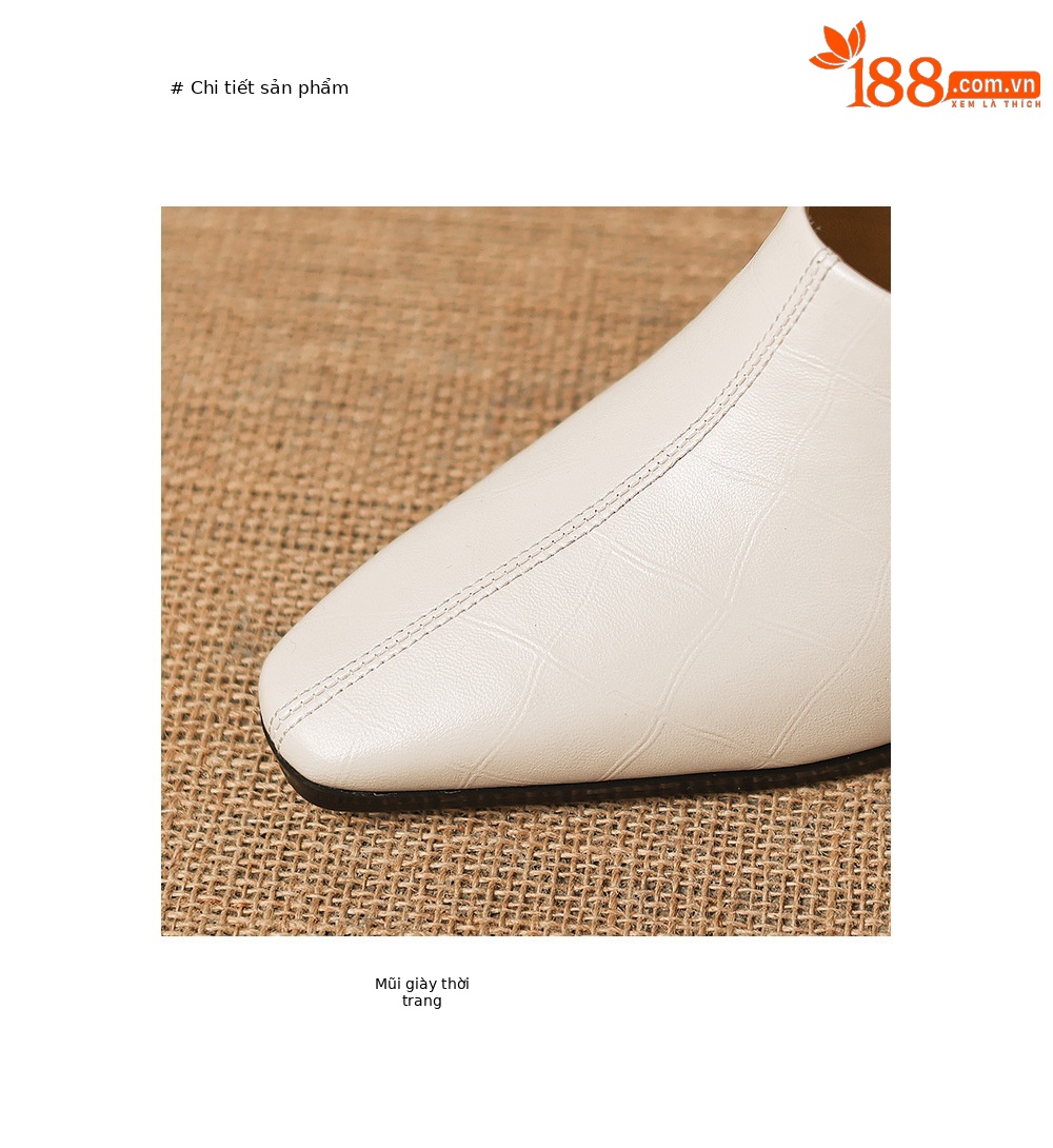 Dép sandal cao gót nữ mũi nhọn quai ngang da dê, gót 5 cm — đen chi tiết 9