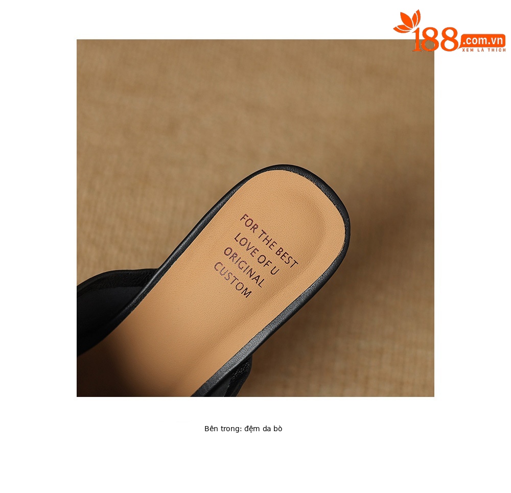 Sandal cao gót nữ mũi hở da cừu gót vuông 5 cm — đen chi tiết 20