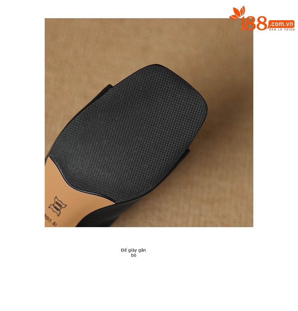 Sandal cao gót nữ mũi hở da cừu gót vuông 5 cm — đen chi tiết 22