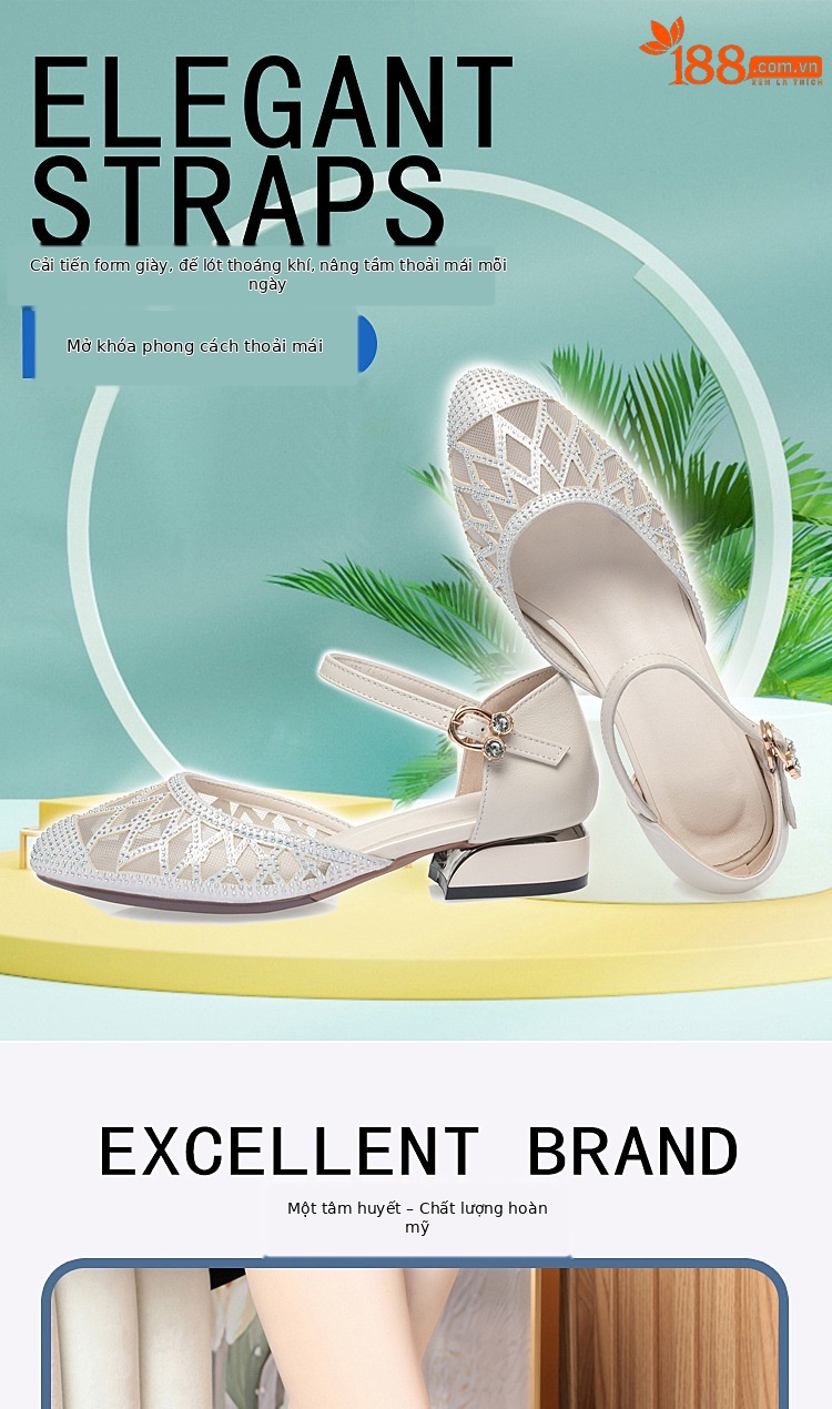 Giày cao gót nữ mũi kín gót vuông ổn định, da lưới thoáng khí, đế cao 6 cm — màu đen chi tiết 1
