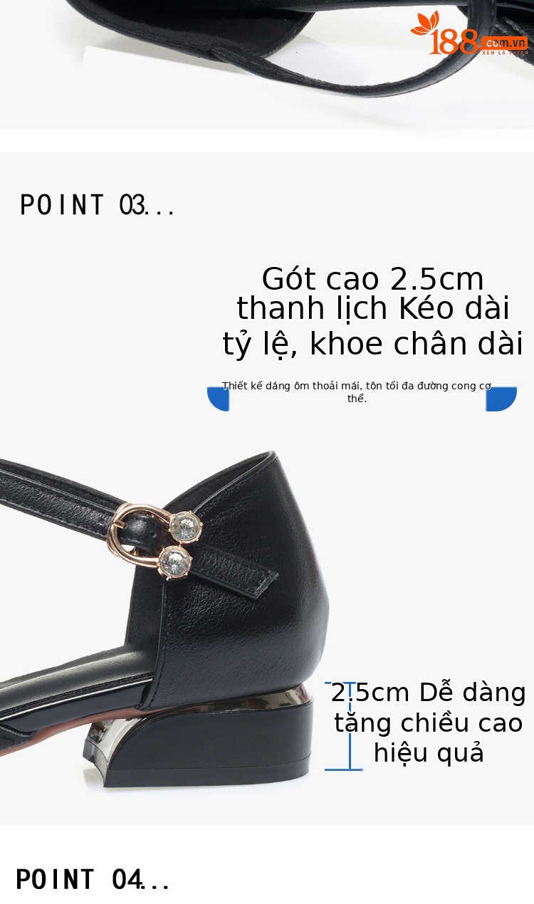 Giày cao gót nữ mũi kín gót vuông ổn định, da lưới thoáng khí, đế cao 6 cm — màu đen chi tiết 5