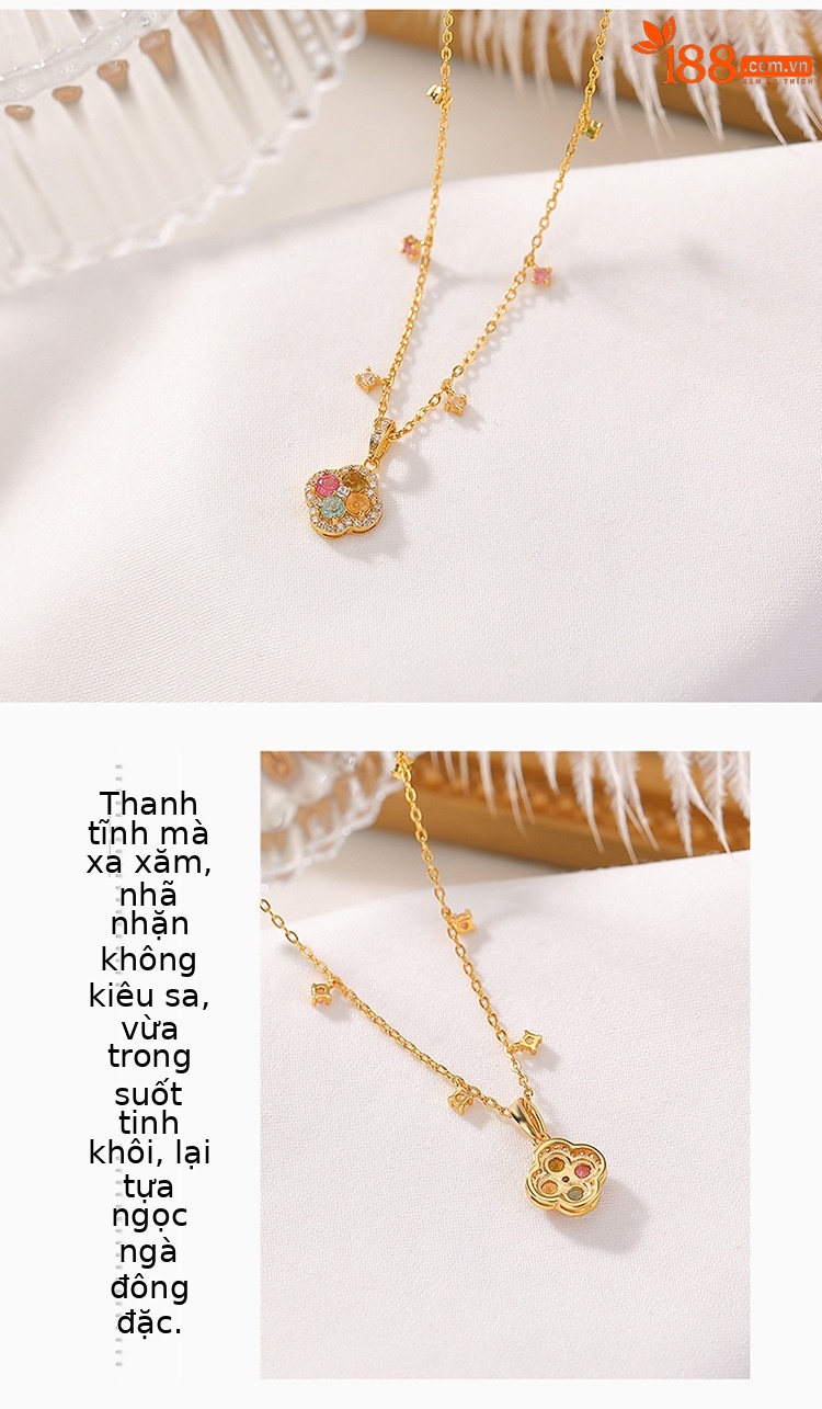 Mặt dây chuyền bạc 925 hình tứ diệp thảo thiết kế nhỏ xinh, dây chuyền cổ xương đòn — Dây chuyền bạc - Chain chi tiết 3