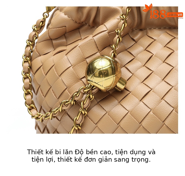 Túi đeo chéo nữ dây xích thiết kế mây dệt đơn giản phong cách xuân hè chi tiết 9