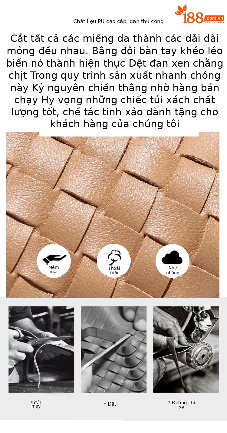 Túi đeo chéo nữ dây xích thiết kế mây dệt đơn giản phong cách xuân hè chi tiết 7