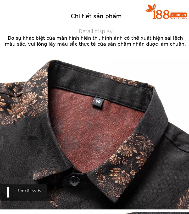 Áo sơ mi nam tay ngắn chất lụa ve phong cách Trung Quốc — Da đen 2631 chi tiết 14