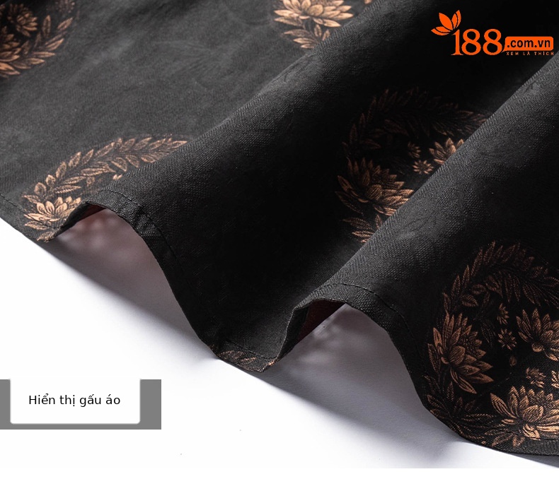 Áo sơ mi nam tay ngắn chất lụa ve phong cách Trung Quốc — Da đen 2631 chi tiết 18