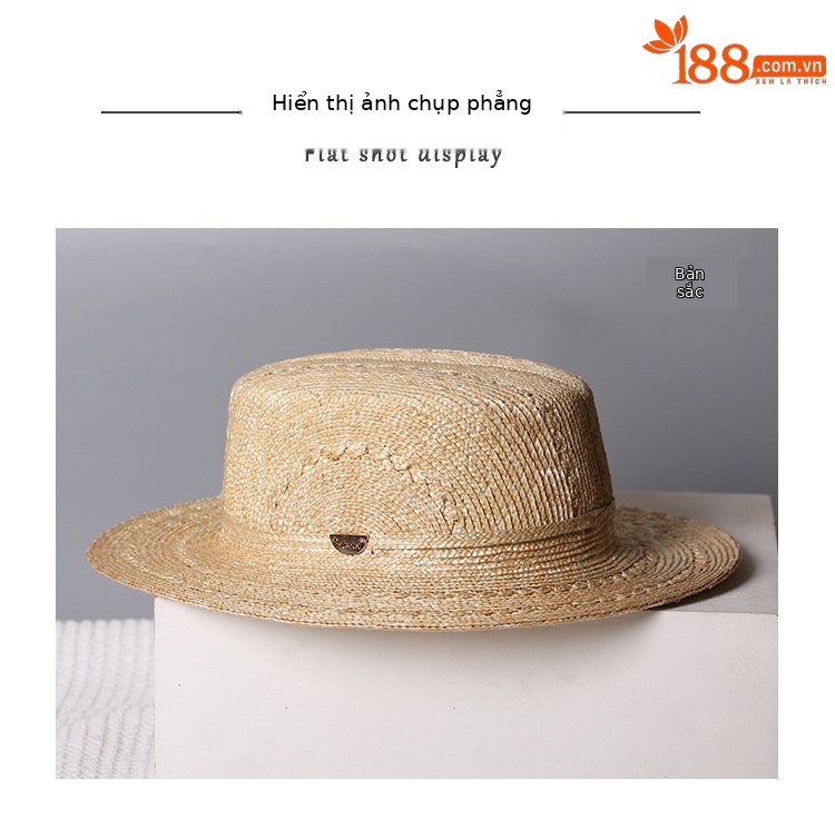 Mũ rơm nữ vành rộng phong cách Pháp Old Money, đỉnh phẳng rỗng, che nắng đi biển — Màu sắc chi tiết 8