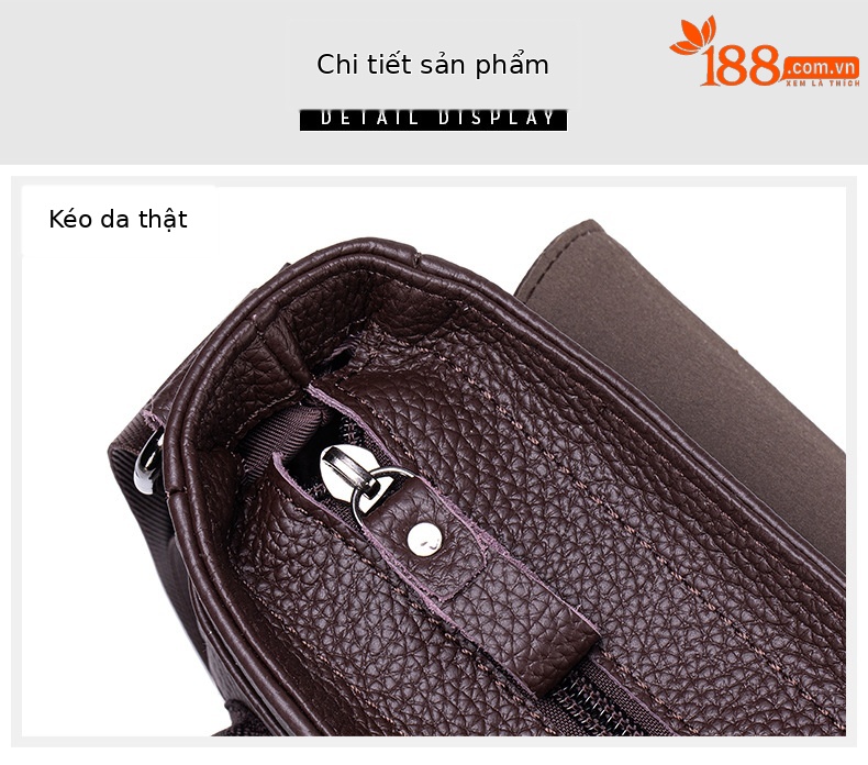 Túi đeo chéo nam da bò thật phong cách vintage, dung tích lớn, nắp gập — Màu cà phê, Màu đen chi tiết 7
