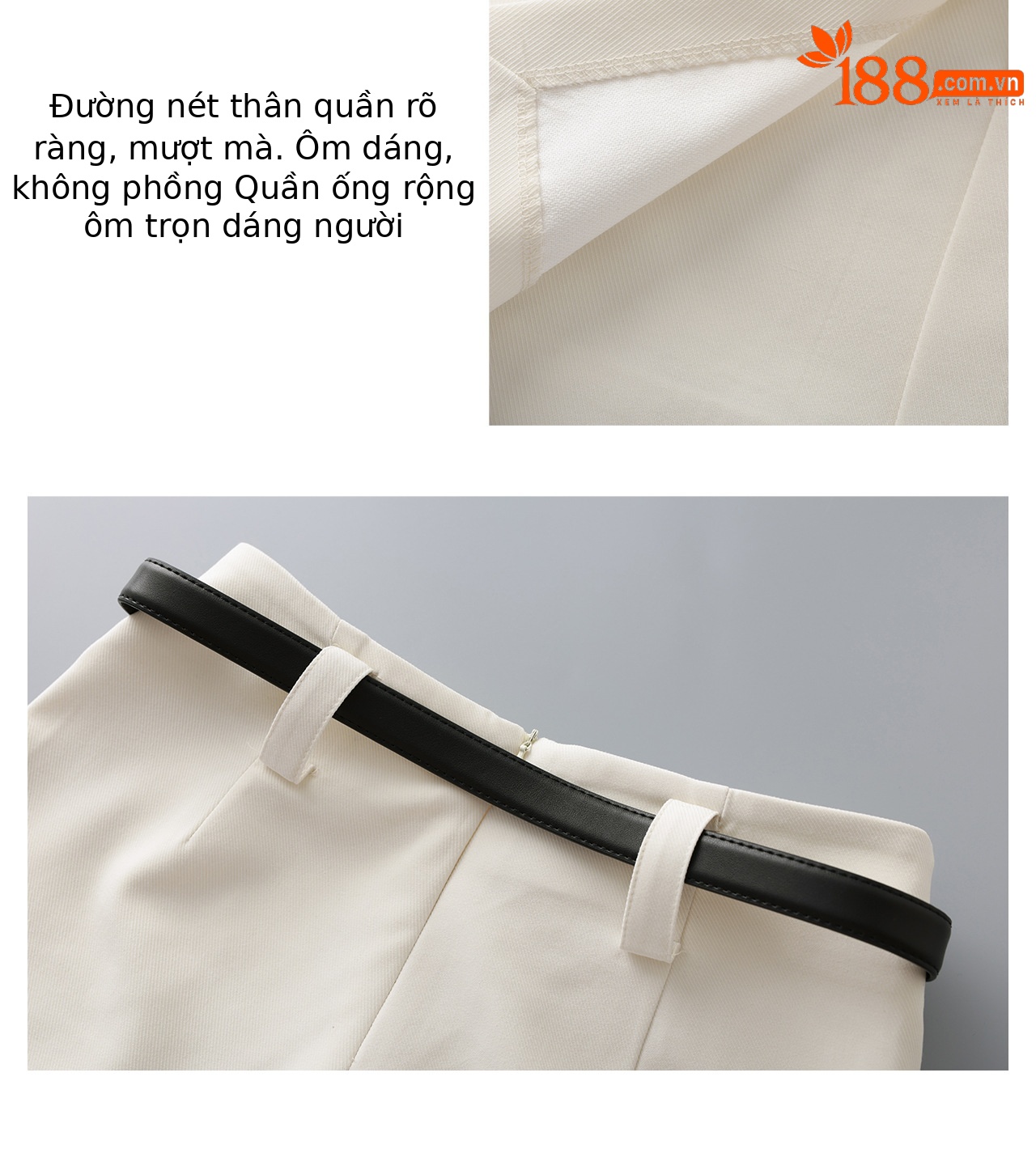 Quần culottes nữ ống rộng cạp cao dáng chữ A phối tơ tằm len tinh xảo — màu đen chi tiết 8