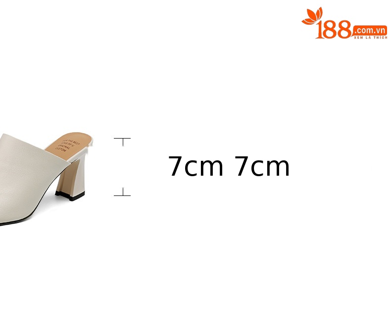 Sandal cao gót nữ hở mũi quai ngang da bò đục lỗ, gót 7 cm — Đen và cao 7 cm chi tiết 3