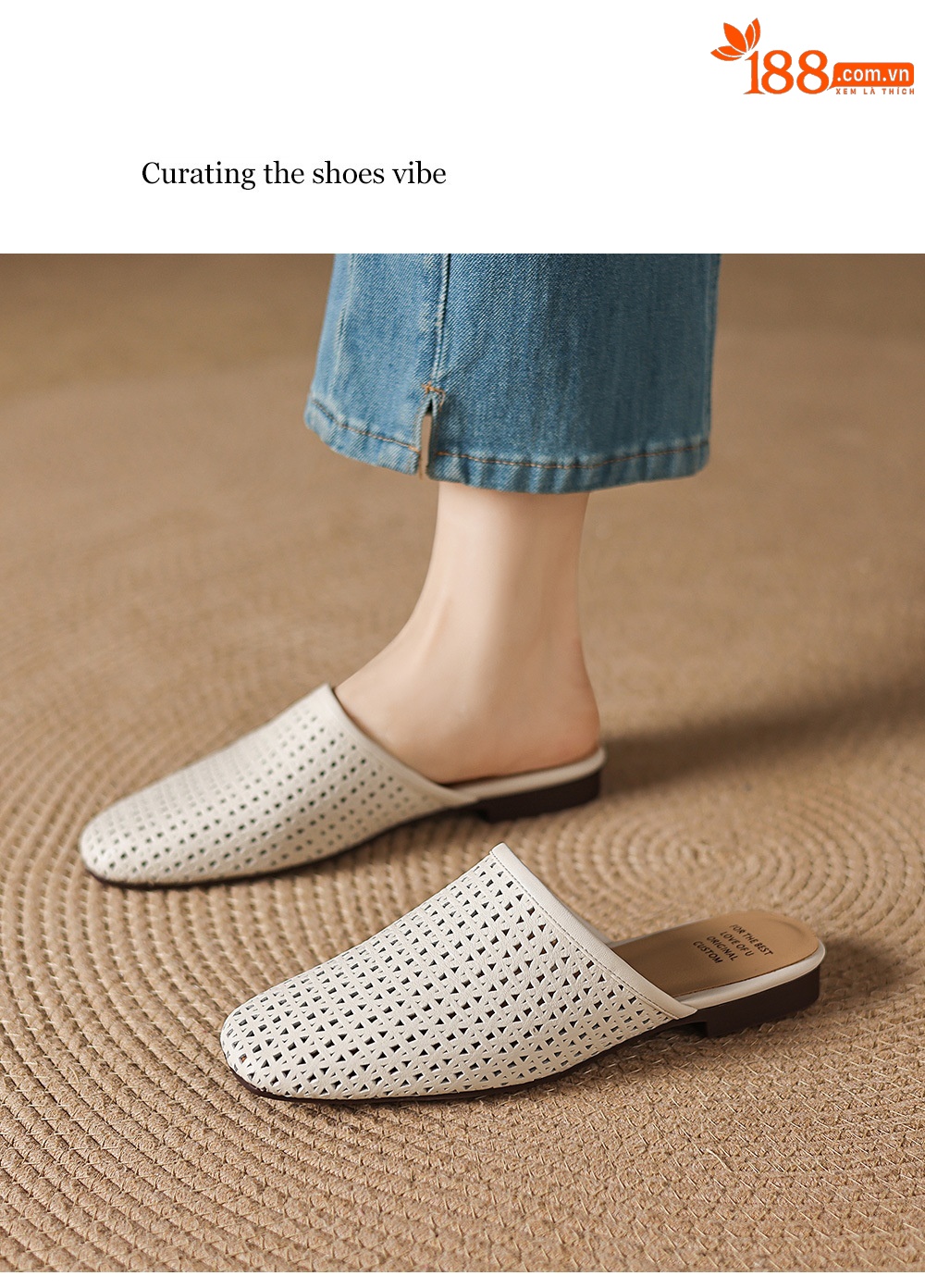 Dép sandal nữ quai chữ V đế bệt da bò mùa xuân hè — đen chi tiết 7