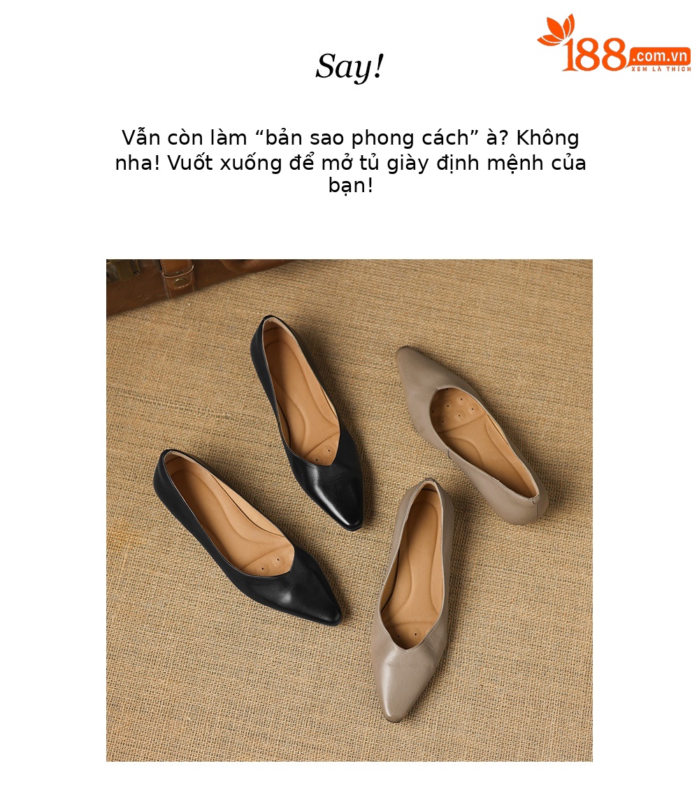 Giày cao gót nữ mũi tròn bít da bò thật cổ thấp phong cách Hàn Quốc — đen chi tiết 3