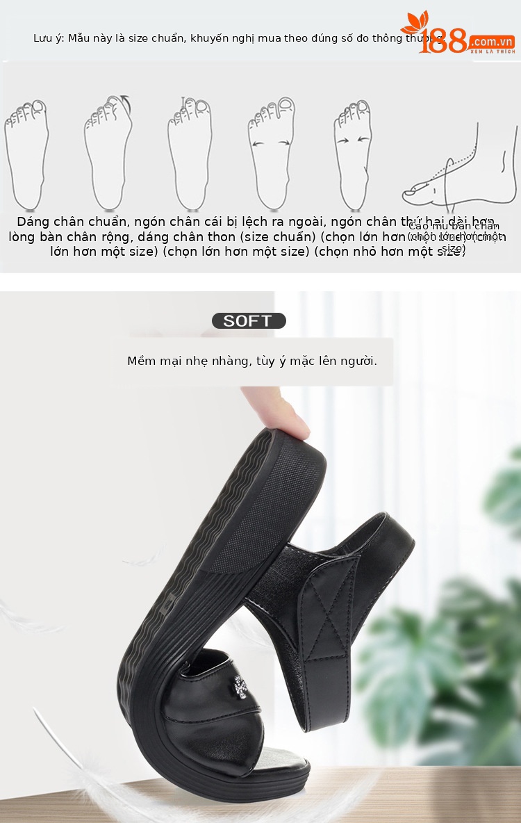 Sandal nữ da thật đế bệt hở mũi phong cách đơn giản — màu đen chi tiết 4