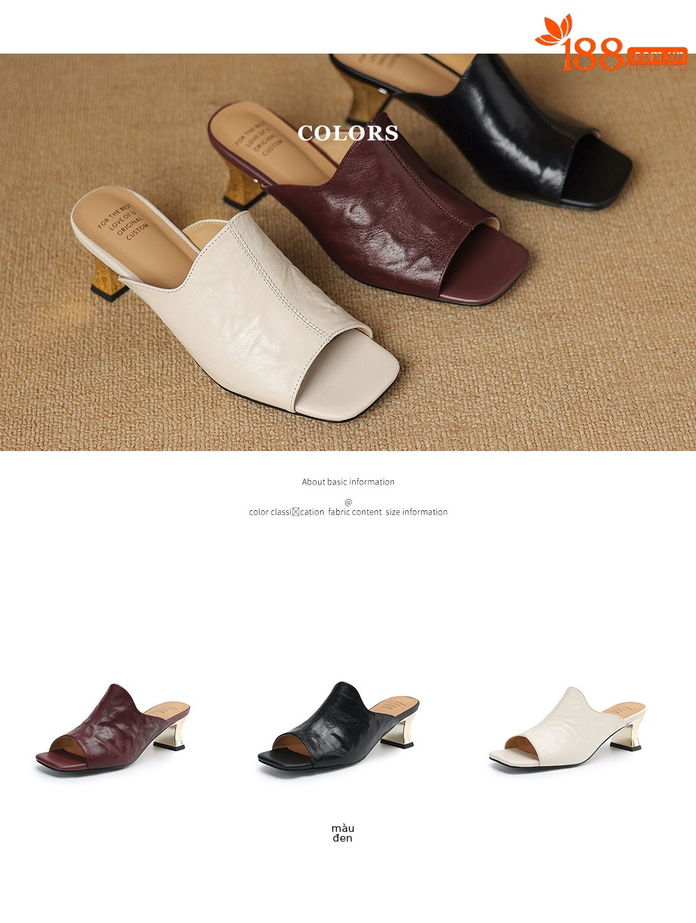 Sandal cao gót nữ hở mũi quai ngang da cừu gót 5 cm — đen chi tiết 5