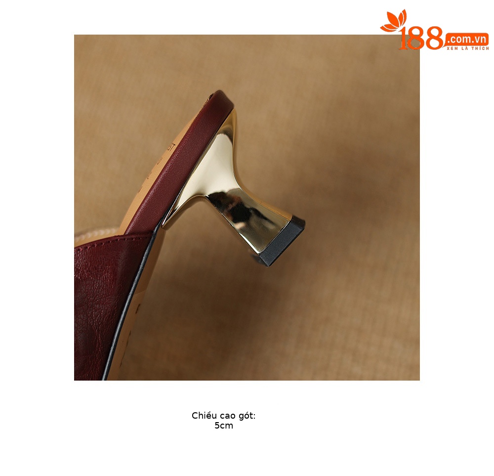 Sandal cao gót nữ hở mũi quai ngang da cừu gót 5 cm — đen chi tiết 23
