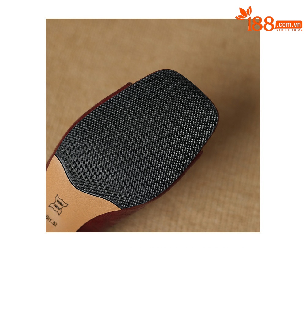 Sandal cao gót nữ hở mũi quai ngang da cừu gót 5 cm — đen chi tiết 24