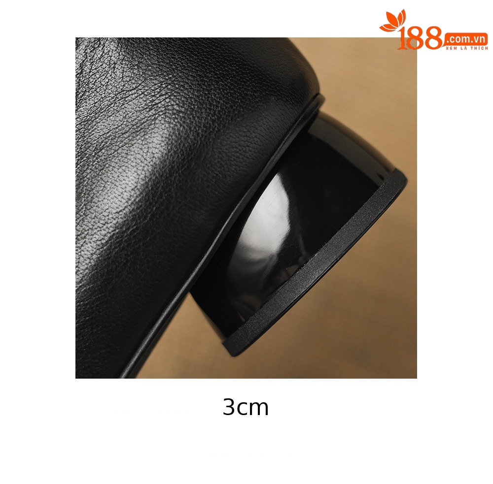 Giày da cừu nữ mũi vuông gót thấp dáng đơn giản — đen chi tiết 9