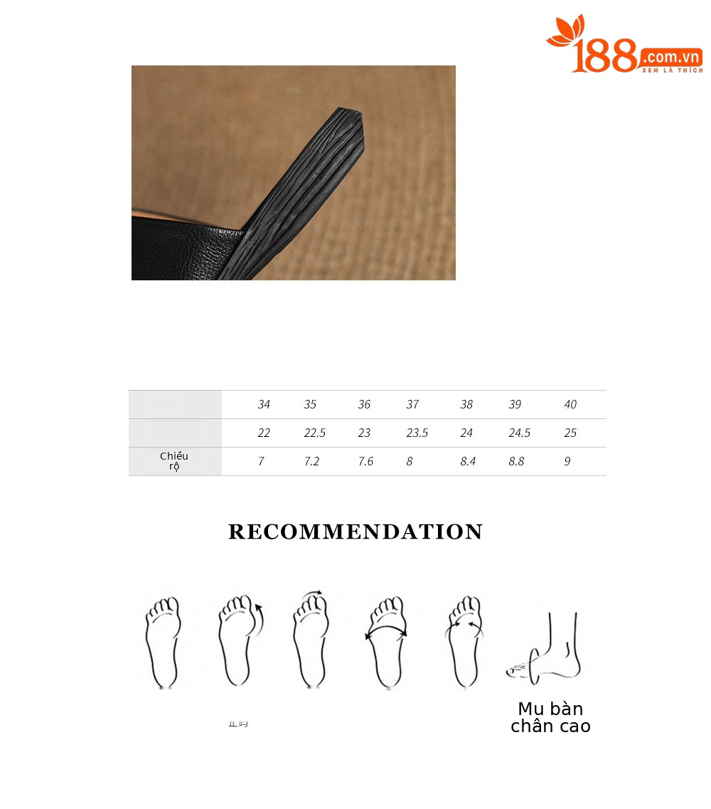 Sandal hở mũi nữ gót thấp da dê mũi vuông quai ngang — màu nâu chi tiết 4