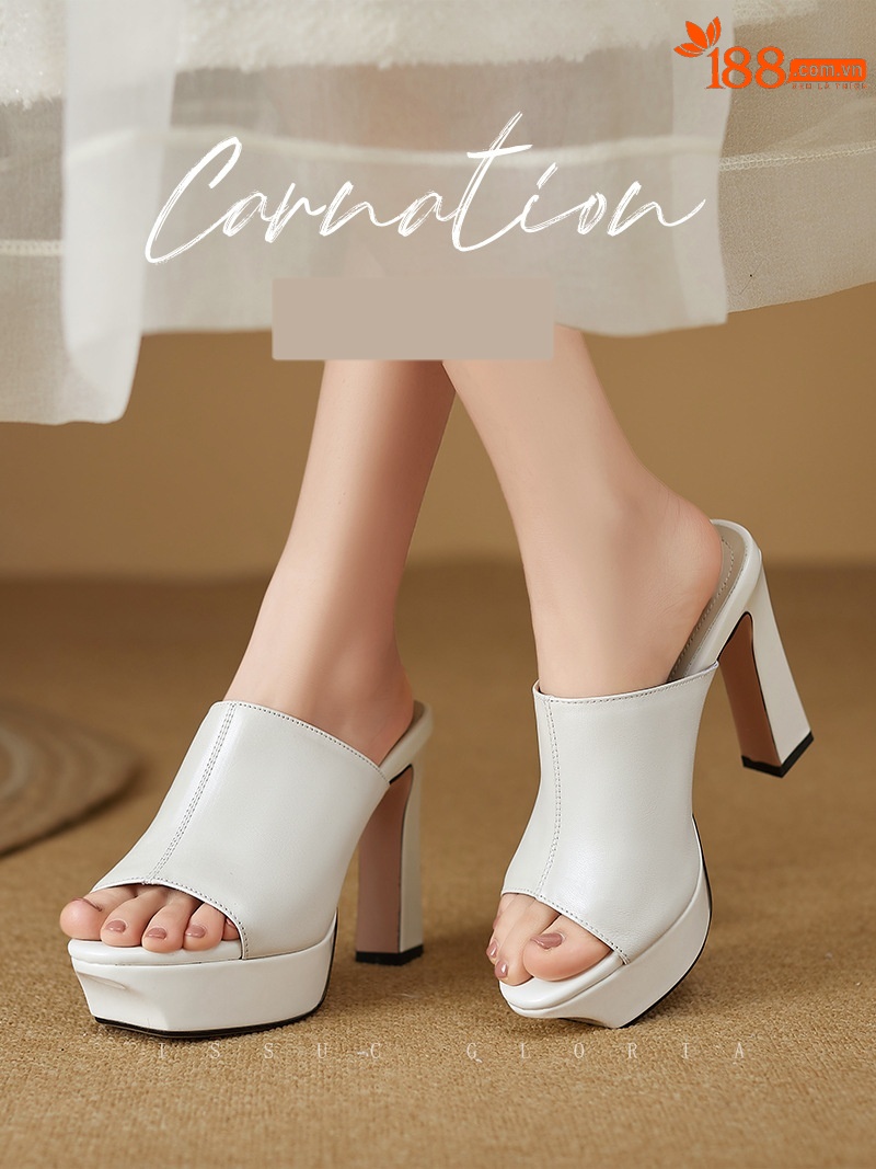 Sandal cao gót nữ quai ngang hở mũi gót 9 cm — đen chi tiết 1