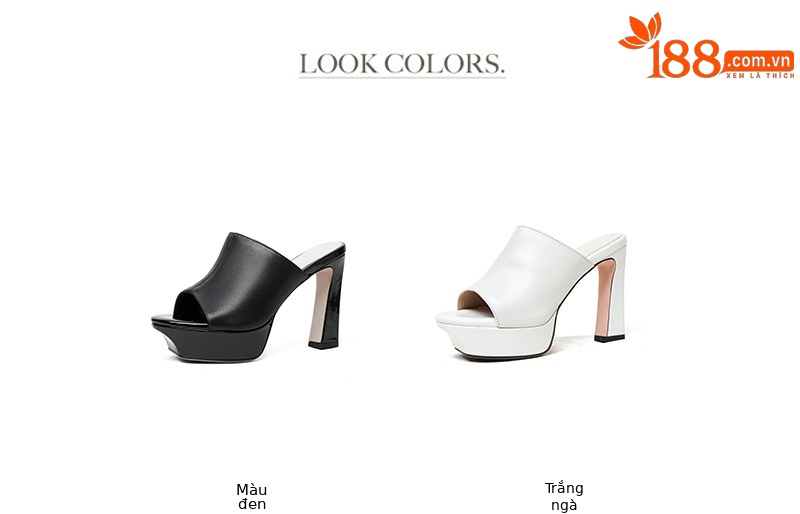 Sandal cao gót nữ quai ngang hở mũi gót 9 cm — đen chi tiết 5