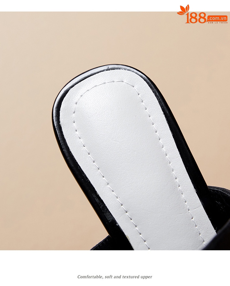 Sandal cao gót nữ quai ngang hở mũi gót 9 cm — đen chi tiết 13