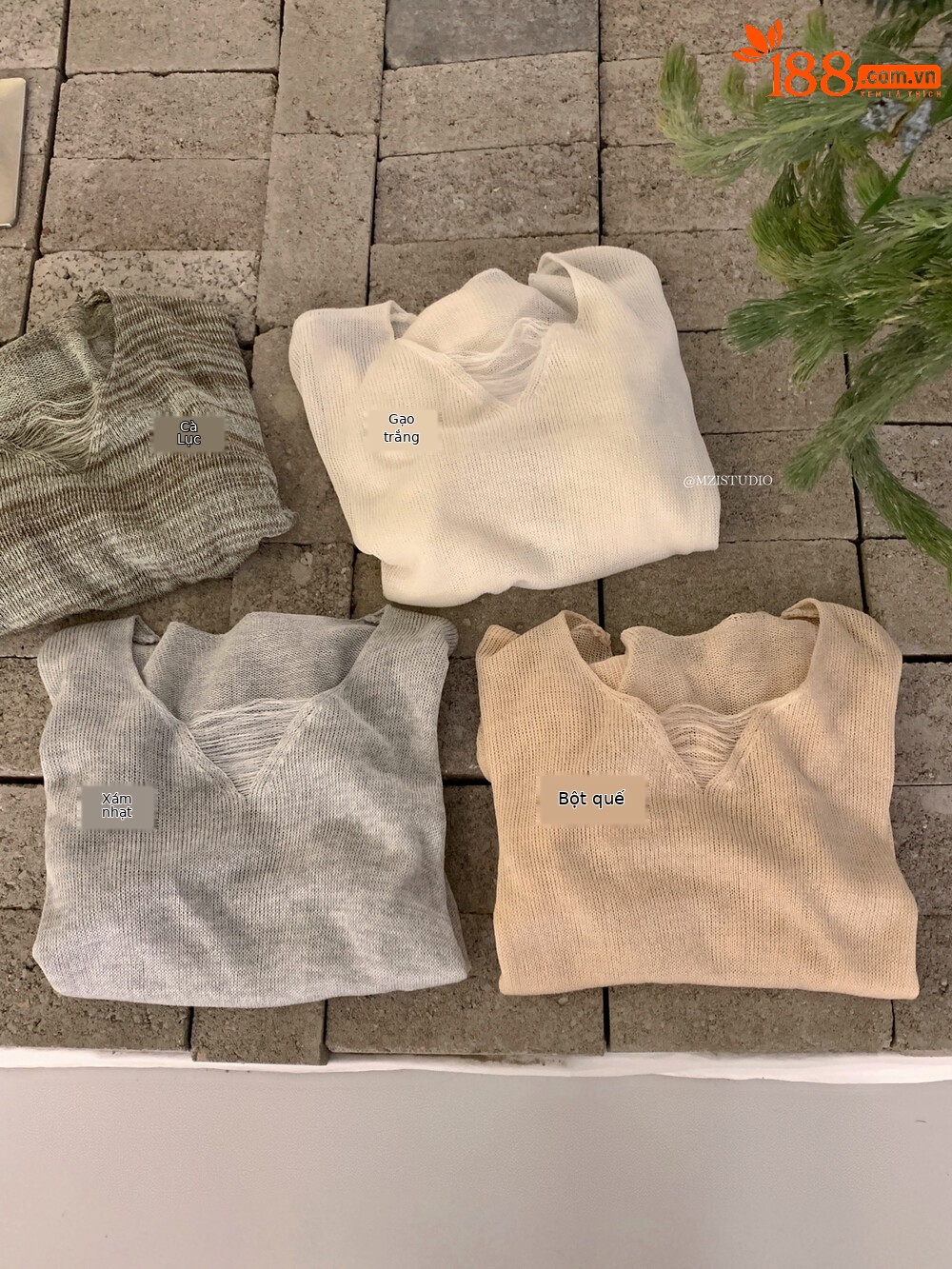 Áo len cổ lọ nữ MEI STUDIO thiết kế họa tiết rỗng, tay dài, dáng rộng, cổ V — Xanh cà phê, trắng ngà, xám nhạt, Hồng quế chi tiết 20