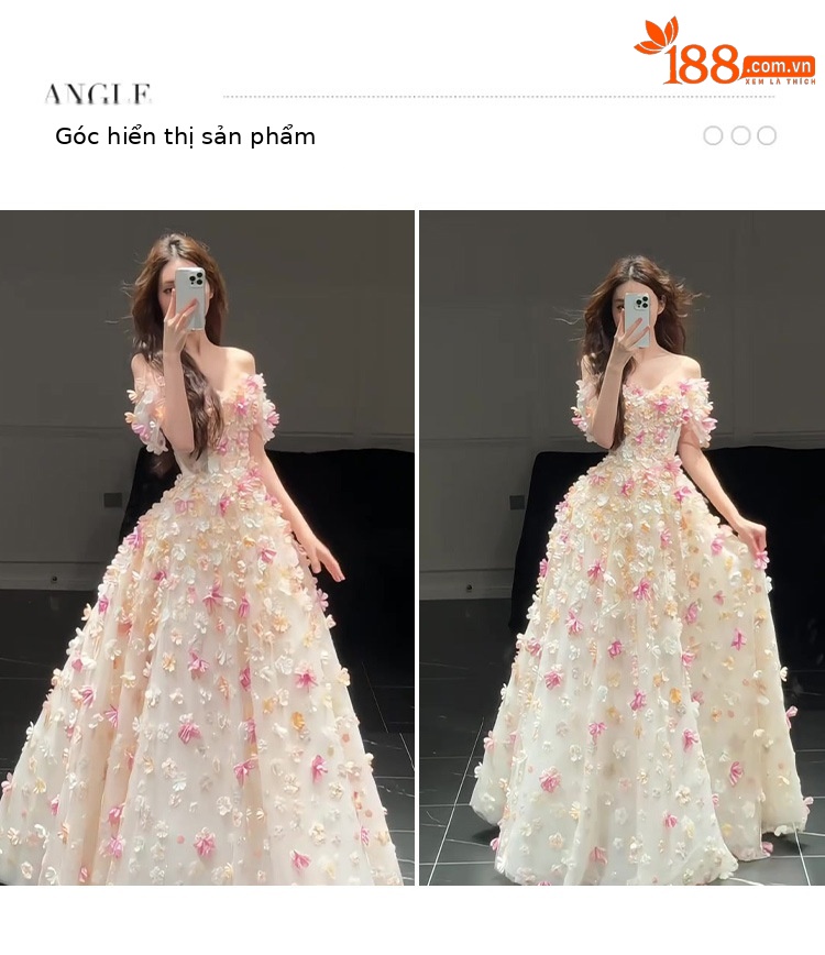 Đầm cưới dạ hội ôm body tay dài chất liệu lưới bóng phong cách châu Âu — Màu champagne chi tiết 4