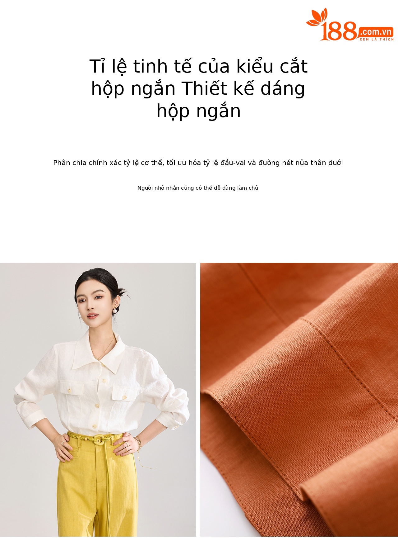 Áo sơ mi nữ linen phong cách Old Money hai túi xếp ly kiểu công nhân — màu cam chi tiết 8