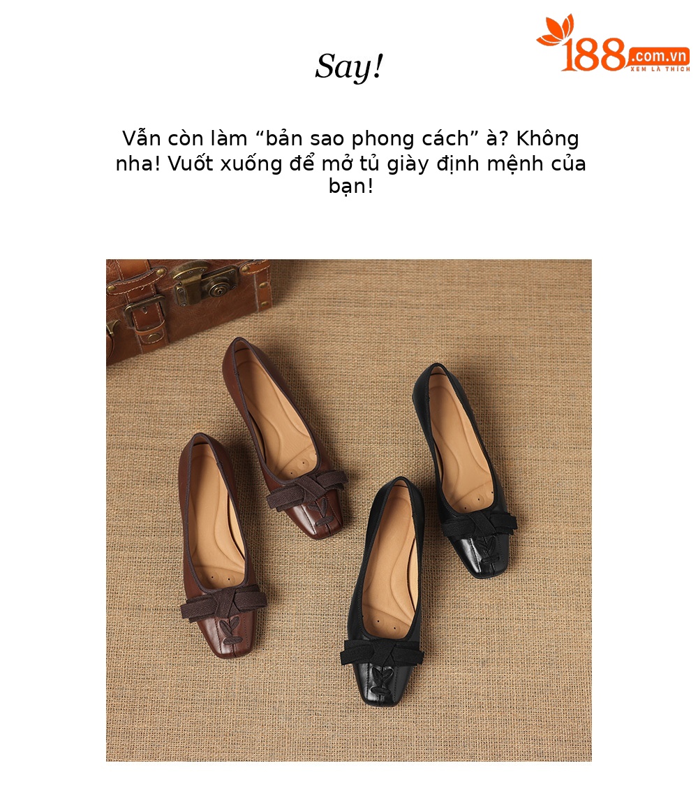 Giày da nữ mũi vuông cổ điển gót thấp phong cách vintage — đen chi tiết 2