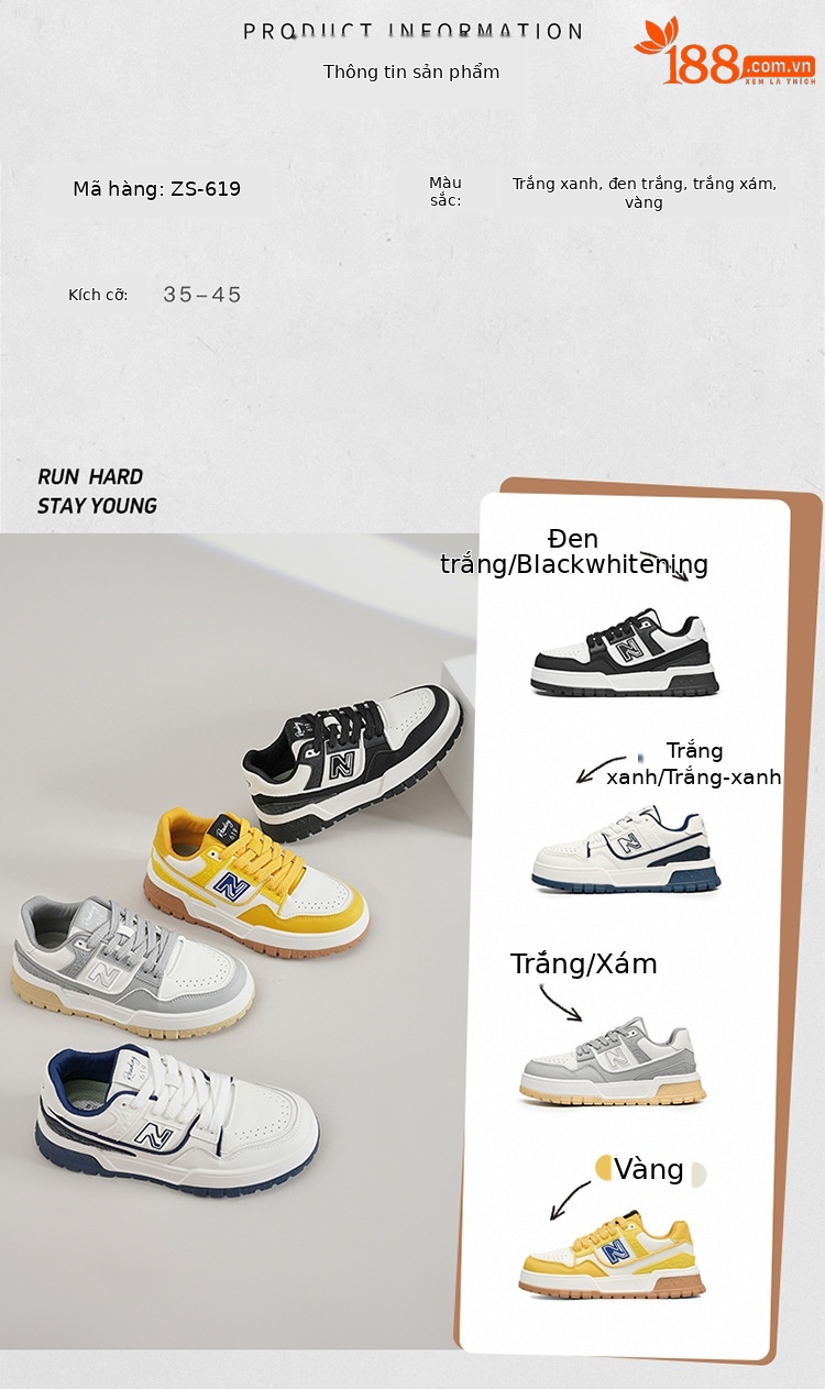 Giày sneaker nam tăng chiều cao đế dày phong cách thể thao đa năng — 619 Trắng Xanh chi tiết 6