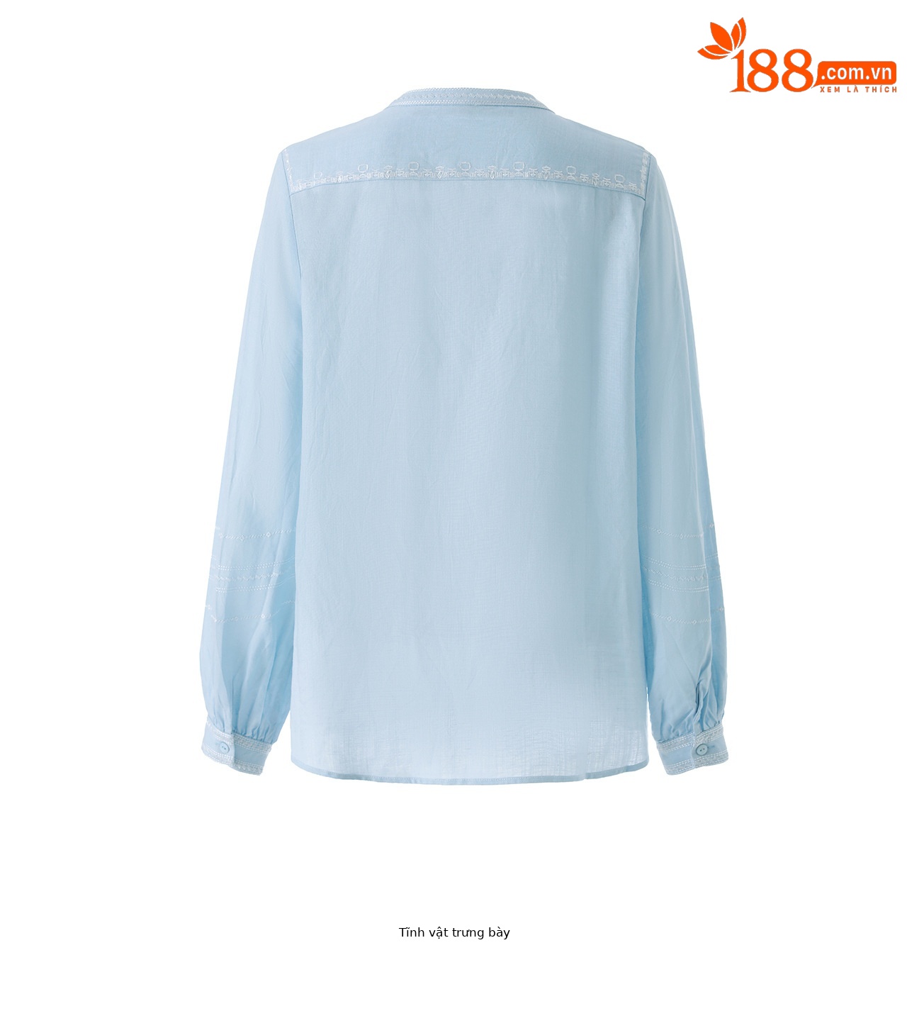 Áo sơ mi nữ chất liệu linen phối màu tay ngắn phong cách Pháp — màu xanh nhạt chi tiết 24