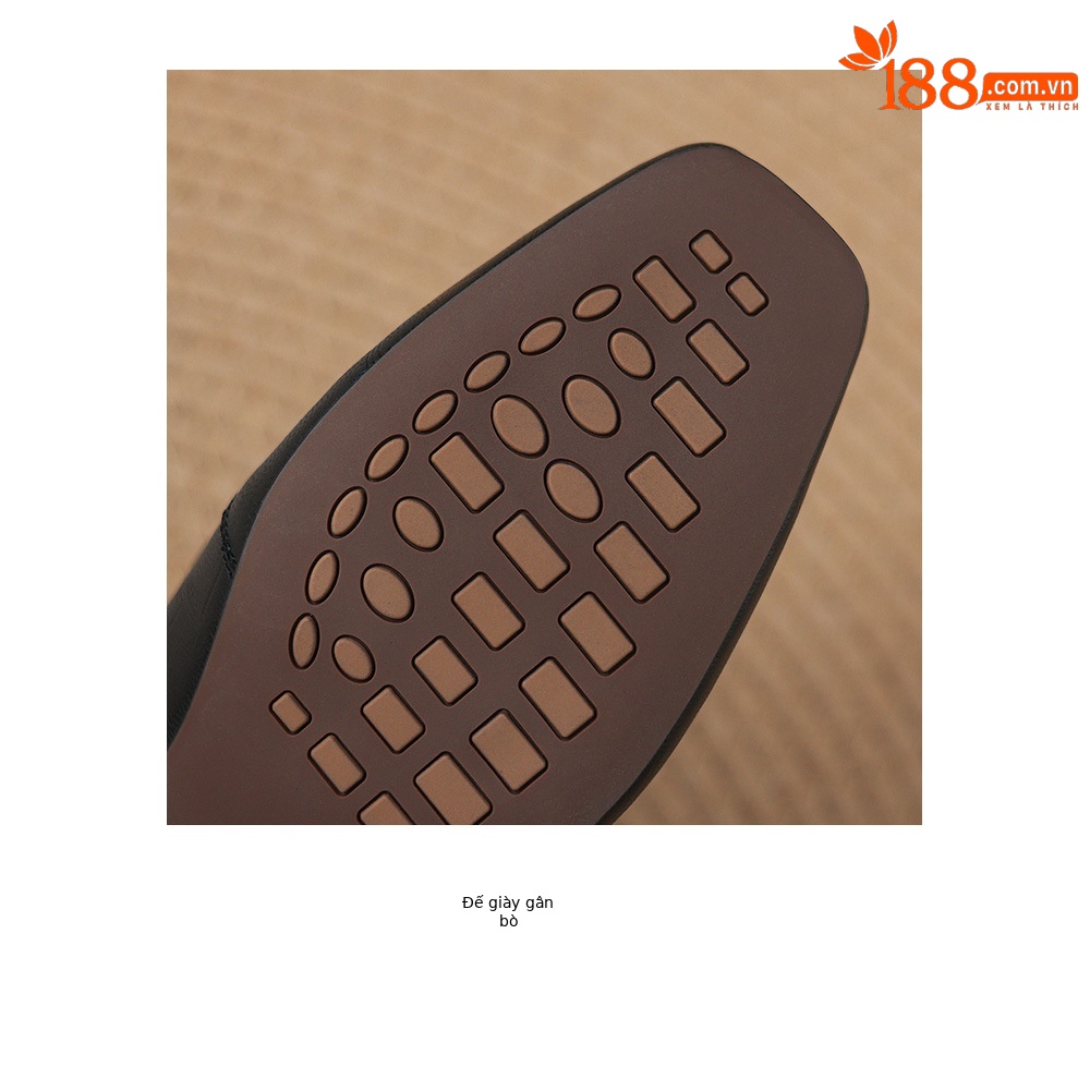 Giày loafer nữ da dê mũi vuông gót thấp cổ điển — đen chi tiết 11