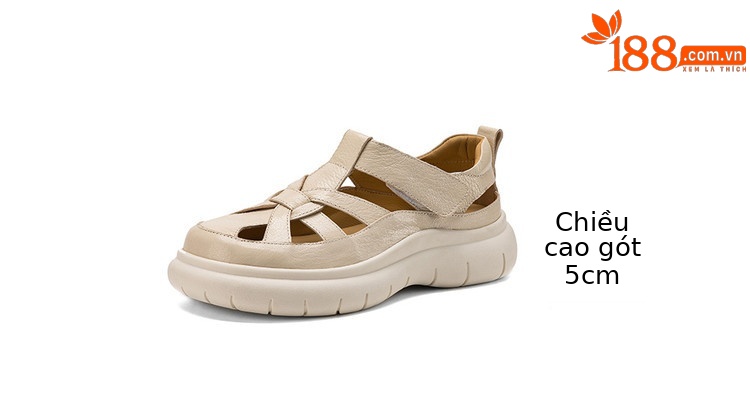 Sandal nữ đế dày da cừu phối quai ngang phong cách học đường — màu đen, màu trắng ngà chi tiết 4
