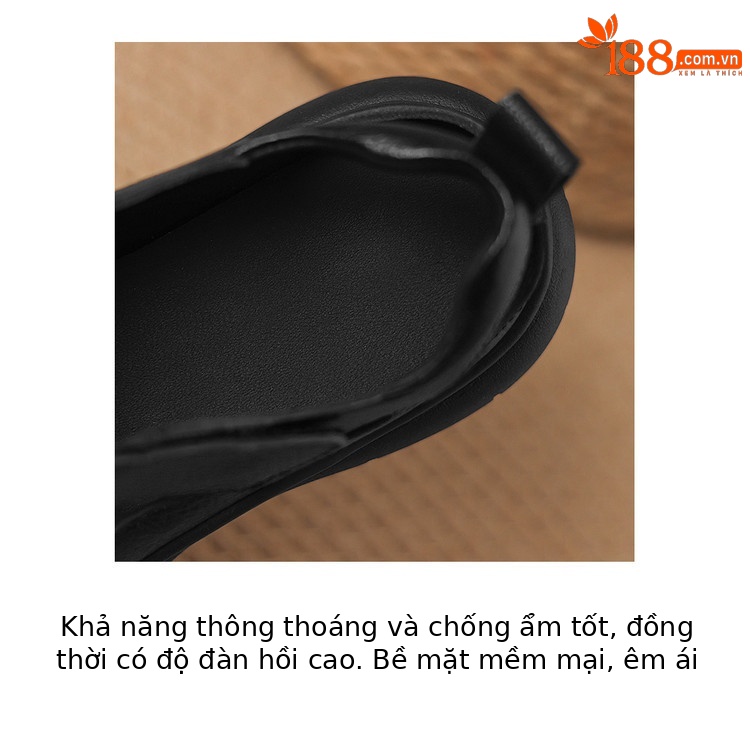 Sandal nữ đế dày da cừu phối quai ngang phong cách học đường — màu đen, màu trắng ngà chi tiết 9